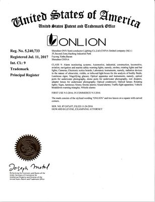 美国&欧盟商标认证|欧恩荣誉|深圳欧恩照明